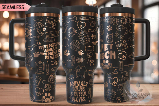 Veterinarian Vet Tech Tumbler Wrap SVG | 40oz Laser Engraving File | Rotary Ready Digital Design | Career Gift SVG