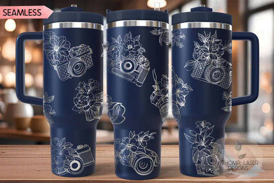 Floral Photography Tumbler Wrap SVG | 40oz Laser Engraving File | Rotary Ready Digital Design | Career Gift SVG