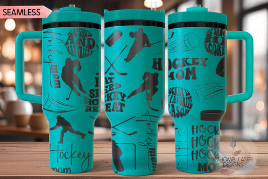 Hockey Mom Tumbler Wrap SVG | 40oz Laser Engraving File | Rotary Ready Digital Design | Mom Life SVG