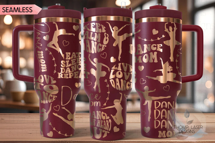 Dance Mom Tumbler Wrap SVG | 40oz Laser Engraving File | Rotary Ready Digital Design | Mom Life SVG