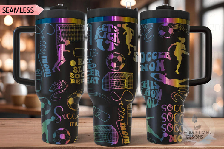 Soccer Mom Female Tumbler Wrap SVG | 40oz Laser Engraving File | Rotary Ready Digital Design | Mom Life SVG