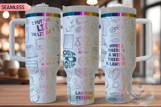 Lawyer Attorney Law Tumbler Wrap SVG | 40oz Laser Engraving File | Rotary Ready Digital Design | Career Gift SVG