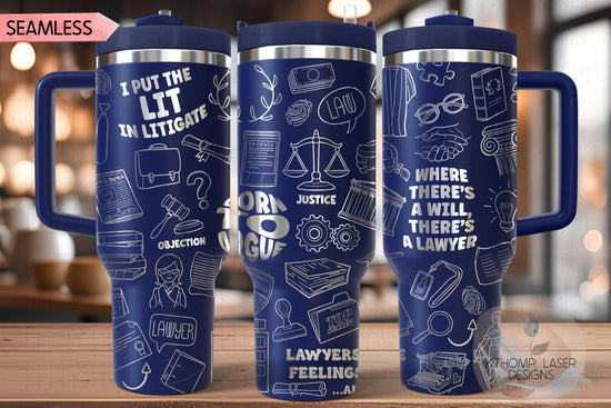 Lawyer Attorney Law Tumbler Wrap SVG | 40oz Laser Engraving File | Rotary Ready Digital Design | Career Gift SVG