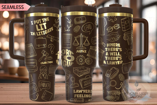 Lawyer Attorney Law Tumbler Wrap SVG | 40oz Laser Engraving File | Rotary Ready Digital Design | Career Gift SVG