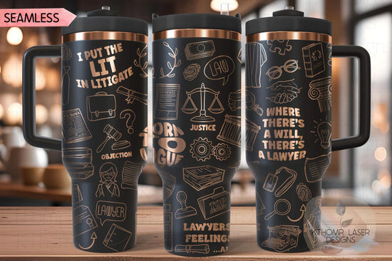 Lawyer Attorney Law Tumbler Wrap SVG | 40oz Laser Engraving File | Rotary Ready Digital Design | Career Gift SVG
