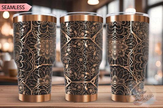 Cuss Word F*ck Mandala Tumbler Wrap SVG | 20oz and 30oz Laser Engraving File | Rotary Ready Digital Design | Sassy Coffee SVG