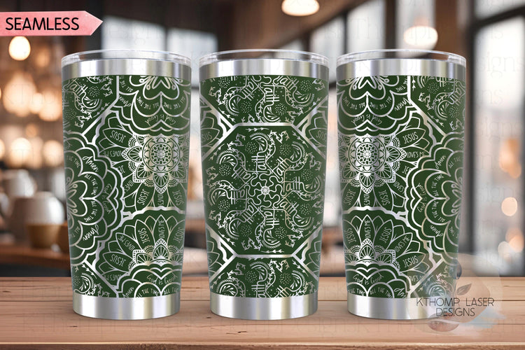 Faith Mandala Jesus Mandala Tumbler Wrap SVG | 20oz and 30oz Laser Engraving File | Rotary Ready Digital Design | Support Awareness SVG