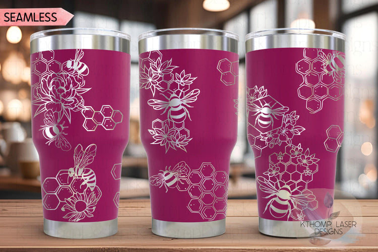 Honey Bees Tumbler Wrap SVG | 20oz and 30oz Laser Engraving File | Rotary Ready Digital Design | Exotic Animal SVG
