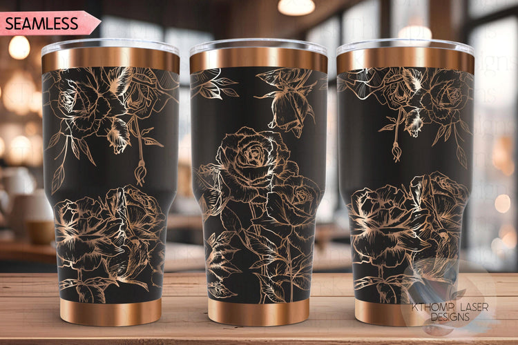 Roses 1 Tumbler Wrap SVG | 20oz and 30oz Laser Engraving File | Rotary Engrave Digital Design | Floral SVG Design