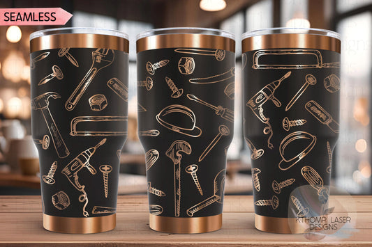 Tools Tumbler Wrap SVG | 20oz and 30oz Laser Engraving File | Rotary Ready Digital Design | Career Gift SVG