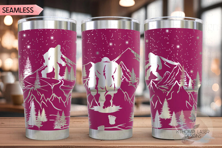 Yeti Bigfoot Sasquatch Tumbler Wrap SVG | 20oz and 30oz Laser Engraving File | Rotary Ready Digital Design | Exotic Animal SVG