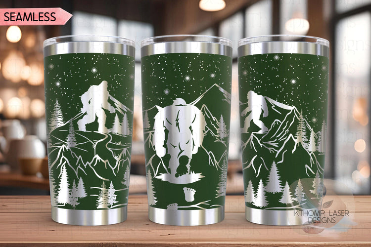 Yeti Bigfoot Sasquatch Tumbler Wrap SVG | 20oz and 30oz Laser Engraving File | Rotary Ready Digital Design | Exotic Animal SVG