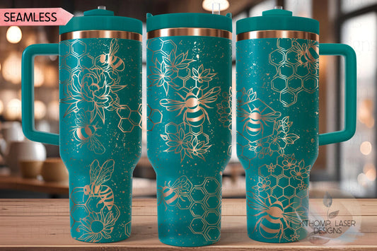 Honey Bees Distressed Tumbler Wrap SVG | 40oz Laser Engraving File | Rotary Ready Digital Design | Exotic Animal SVG