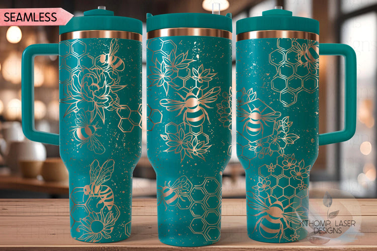 Honey Bees Distressed Tumbler Wrap SVG | 40oz Laser Engraving File | Rotary Ready Digital Design | Exotic Animal SVG