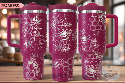 Honey Bees Distressed Tumbler Wrap SVG | 40oz Laser Engraving File | Rotary Ready Digital Design | Exotic Animal SVG
