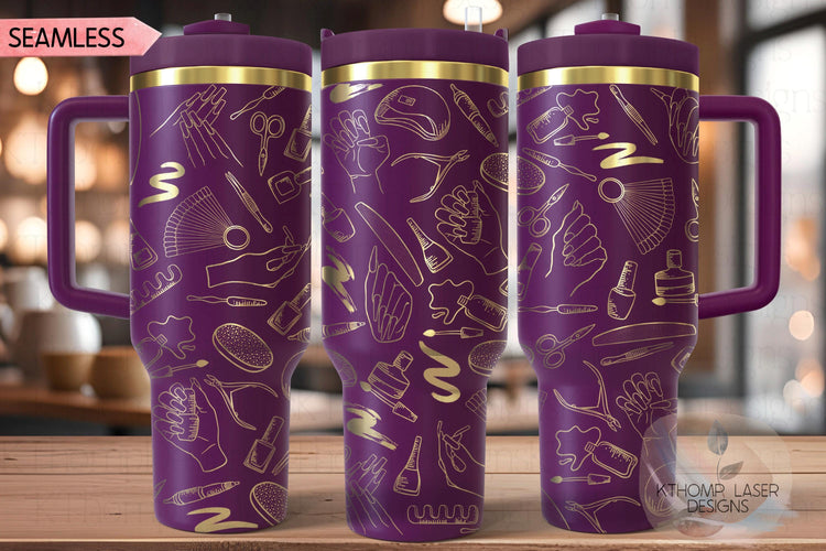 Nail Tech Tumbler Wrap SVG | 40oz Laser Engraving File | Rotary Ready Digital Design | Career Gift SVG