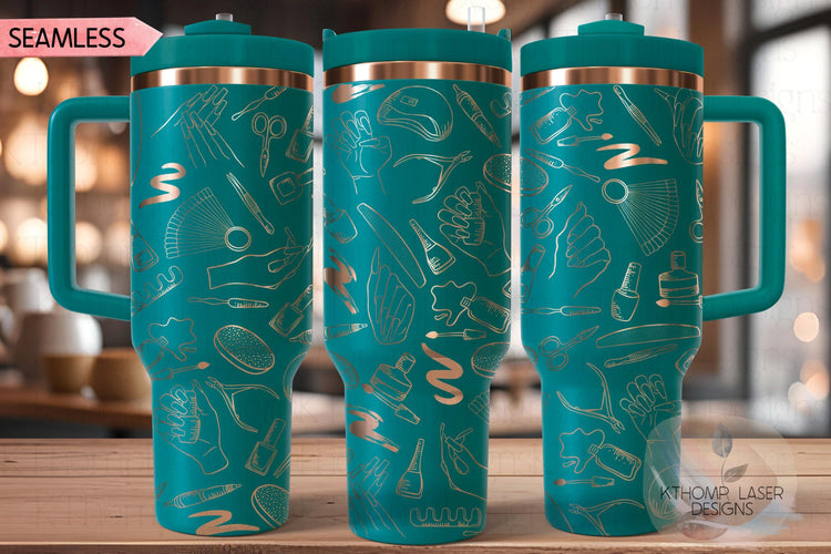 Nail Tech Tumbler Wrap SVG | 40oz Laser Engraving File | Rotary Ready Digital Design | Career Gift SVG