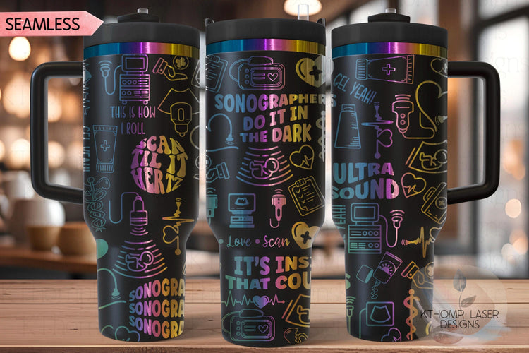 Sonographer Ultrasound Tumbler Wrap SVG | 40oz Laser Engraving File | Rotary Ready Digital Design | Career Gift SVG