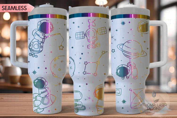 Astronauts Outer Space Galaxy Tumbler Wrap SVG | 40oz Laser Engraving File | Rotary Ready Digital Design | Career Gift SVG
