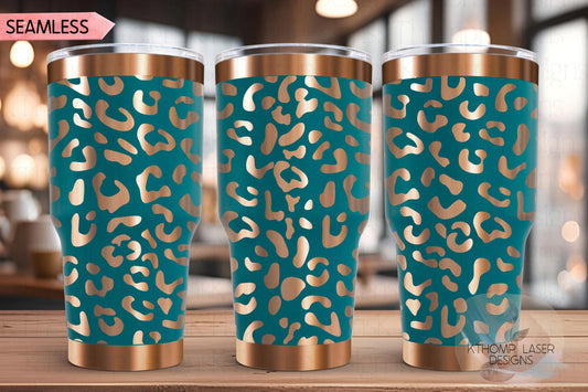Leopard Pattern Tumbler Wrap SVG | 20oz and 30oz Laser Engraving File | Rotary Ready Digital Background SVG