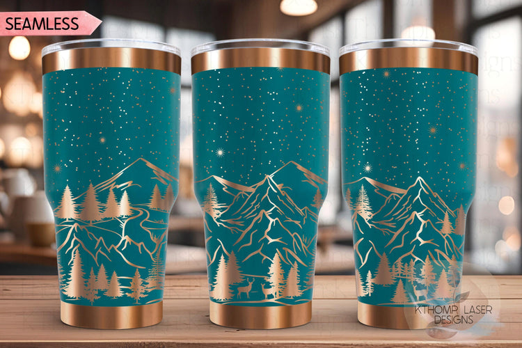 Mountain Scene Tumbler Wrap SVG | 20oz and 30oz Laser Engraving File | Rotary Ready Digital Design | Outdoor Nature SVG