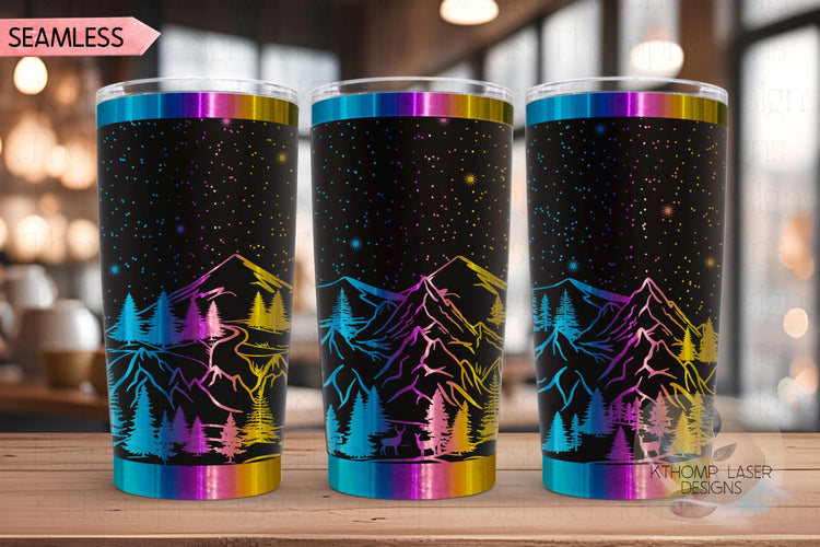 Mountain Scene Tumbler Wrap SVG | 20oz and 30oz Laser Engraving File | Rotary Ready Digital Design | Outdoor Nature SVG