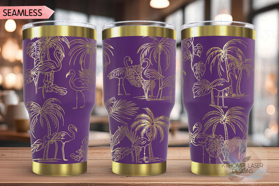 Flamingos Tumbler Wrap SVG | 20oz and 30oz Laser Engraving File | Rotary Ready Digital Design | Ocean Nautical SVG