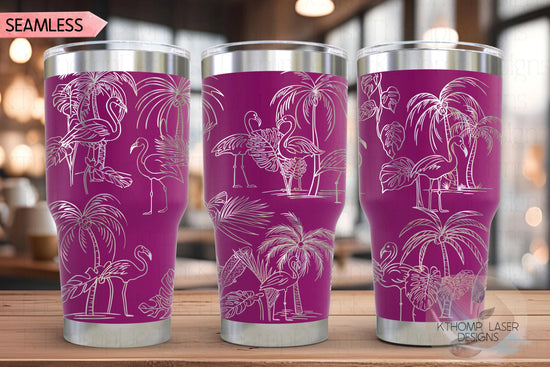 Flamingos Tumbler Wrap SVG | 20oz and 30oz Laser Engraving File | Rotary Ready Digital Design | Ocean Nautical SVG