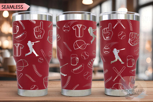 Baseball Doodles Tumbler Wrap SVG | 20oz and 30oz Laser Engraving File | Rotary Ready Digital Design | Sports Fan SVG