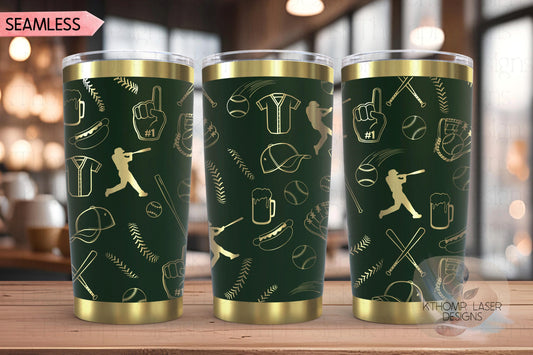 Baseball Doodles Tumbler Wrap SVG | 20oz and 30oz Laser Engraving File | Rotary Ready Digital Design | Sports Fan SVG