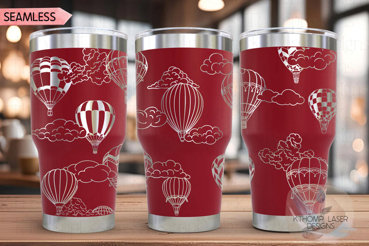 Hot Air Balloons Tumbler Wrap SVG | 20oz and 30oz Laser Engraving File | Rotary Ready Digital Design | Fantasy Magic SVG