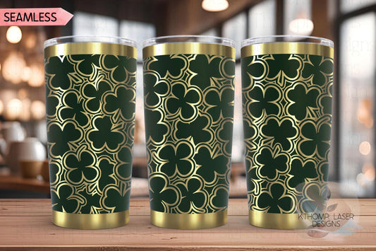 Shamrocks Burst Holiday Tumbler Wrap SVG | 20oz and 30oz Laser Engraving File | Rotary Ready Digital Design | Seasonal SVG