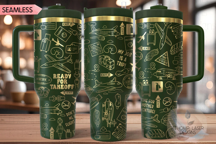 Flight Attendant Tumbler Wrap SVG | 40oz Laser Engraving File | Rotary Ready Digital Design | Career Gift SVG