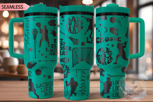 Lacrosse Sports Tumbler Wrap SVG | 40oz Laser Engraving File | Rotary Ready Digital Design | Sports Fan SVG