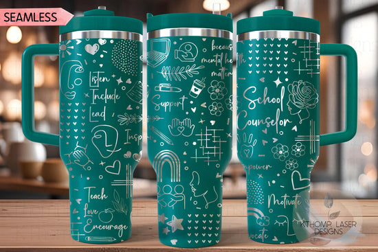 School Counselor Tumbler Wrap SVG | 40oz Laser Engraving File | Rotary Ready Digital Design | Career Gift SVG