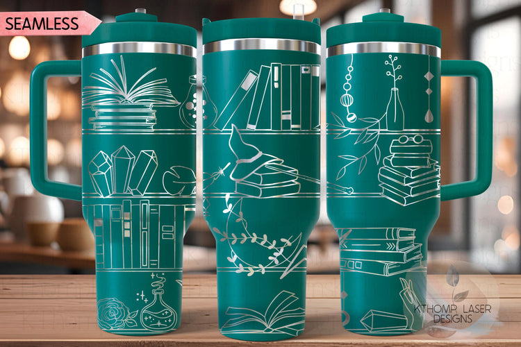 Witchy Shelves Tumbler Wrap SVG | 40oz Laser Engraving File | Rotary Ready Digital Design | Zodiac Boho SVG
