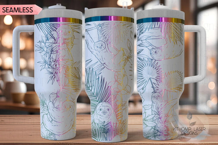 Sloths Tumbler Wrap SVG | 40oz Laser Engraving File | Rotary Ready Digital Design | Jungle Theme SVG