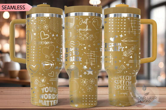 Speech Therapy Therapist Tumbler Wrap SVG | 40oz Laser Engraving File | Rotary Ready Digital Design | Career Gift SVG
