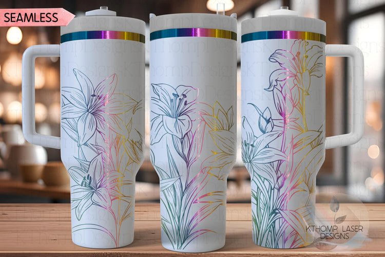 Tiger Lilies Tumbler Wrap SVG | 40oz Laser Engraving File | Rotary Engrave Digital Design | Floral SVG Design
