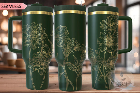 Wildflowers Tumbler Wrap SVG | 40oz Laser Engraving File | Rotary Engrave Digital Design | Floral SVG Design