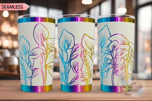Calla Lilies Tumbler Wrap SVG | 20oz and 30oz Laser Engraving File | Rotary Engrave Digital Design | Floral SVG Design