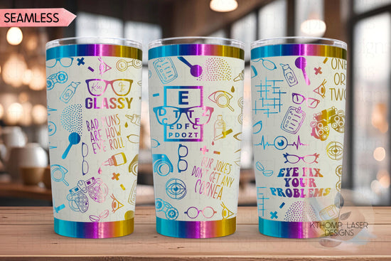 Optometry Optometrist Ophthalmologist Tumbler Wrap SVG | 20oz and 30oz Laser Engraving File | Rotary Ready Digital Design | Career Gift SVG