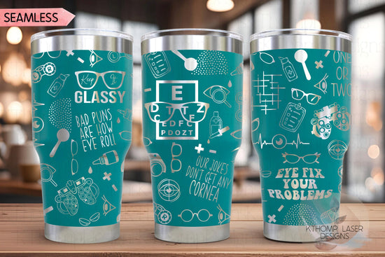 Optometry Optometrist Ophthalmologist Tumbler Wrap SVG | 20oz and 30oz Laser Engraving File | Rotary Ready Digital Design | Career Gift SVG