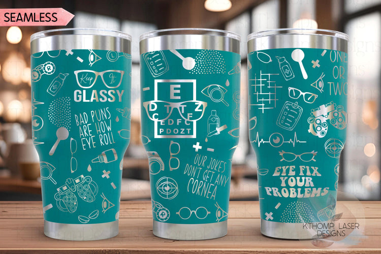 Optometry Optometrist Ophthalmologist Tumbler Wrap SVG | 20oz and 30oz Laser Engraving File | Rotary Ready Digital Design | Career Gift SVG