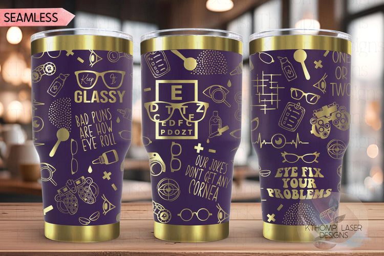 Optometry Optometrist Ophthalmologist Tumbler Wrap SVG | 20oz and 30oz Laser Engraving File | Rotary Ready Digital Design | Career Gift SVG