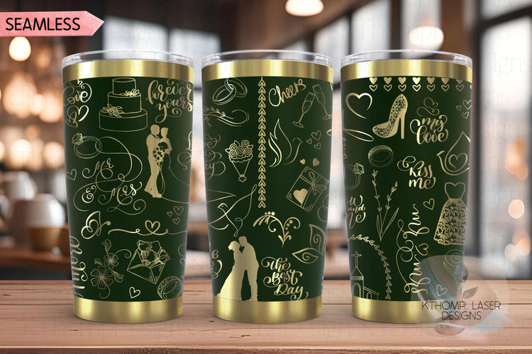 Wedding Bride Marriage Tumbler Wrap SVG | 20oz and 30oz Laser Engraving File | Rotary Ready Digital Design | Graduation Wedding SVG