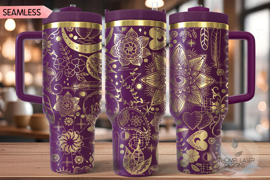 Boho Love Tumbler Wrap SVG | 40oz Laser Engraving File | Rotary Ready Digital Design | Zodiac Boho SVG