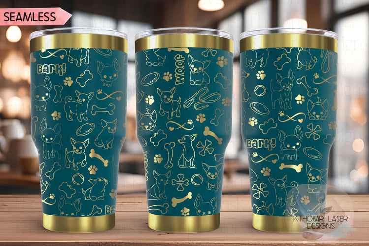 Chihuahua Tumbler Wrap SVG | 20oz and 30oz Laser Engraving File | Rotary Engrave Digital Design | Dog Lover Gift