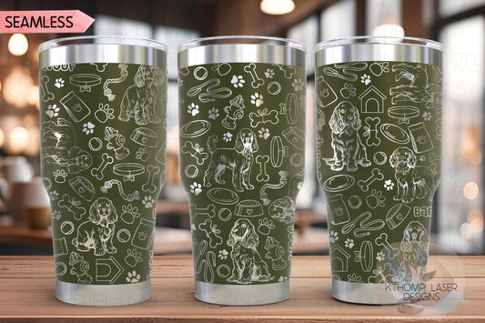 Cocker Spaniel Tumbler Wrap SVG | 20oz and 30oz Laser Engraving File | Rotary Engrave Digital Design | Dog Lover Gift