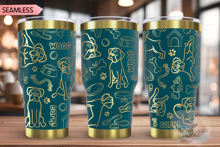 Cute Boxer Dog Tumbler Wrap SVG | 20oz and 30oz Laser Engraving File | Rotary Engrave Digital Design | Dog Lover Gift